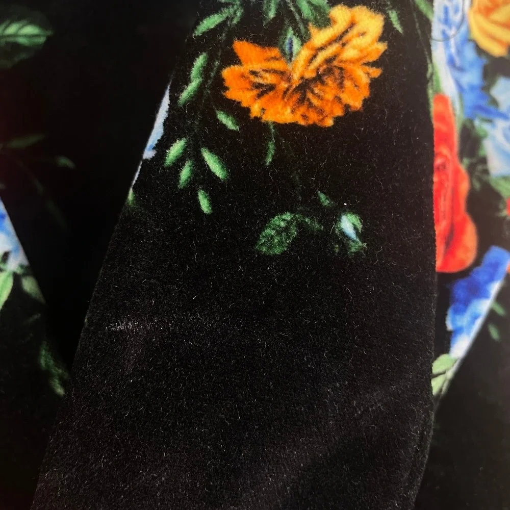 Paco‎ Rabanne Jupe Floral Cotton Blend Maxi Skirt Velvet Black Size 38 / 6 US